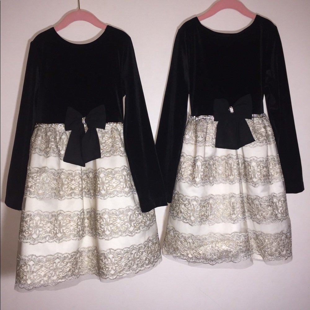 Rare Editions Velvet Bodice & Embroidered Dress